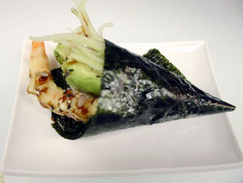 Shrimp tempura hand roll