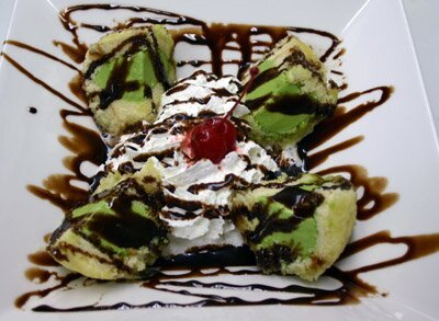 Fried tempura green tea cream